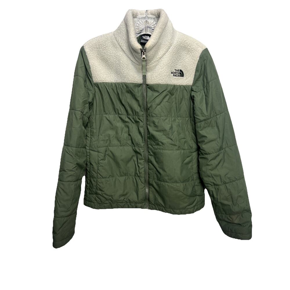 The North Face Olive Green and Cream Insulated Jacket